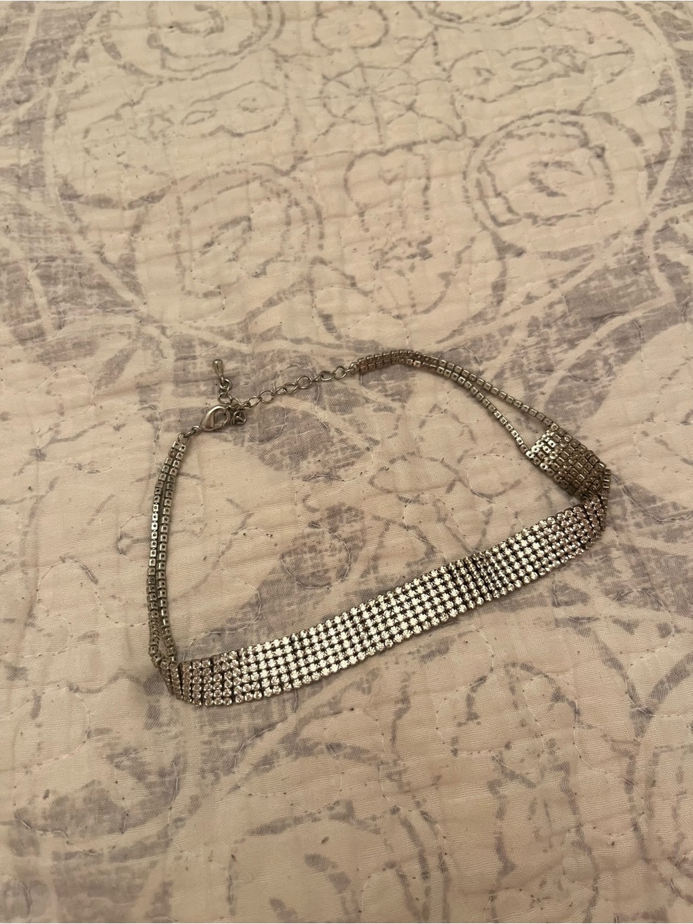 Silver Crystal Choker Necklace